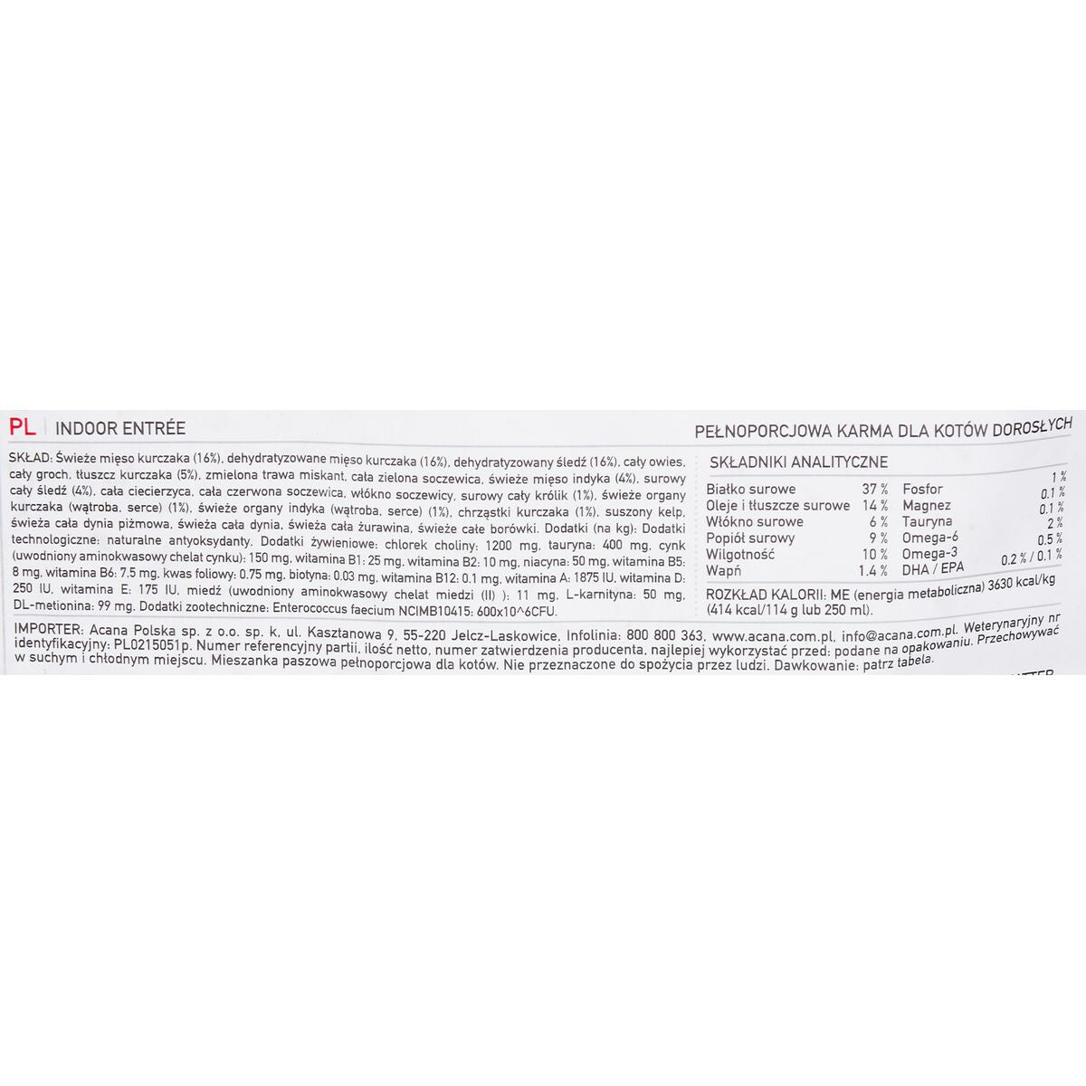 Cat food Acana Indoor Entrée Adult Chicken Turkey Fish Rabbit 4,5 Kg