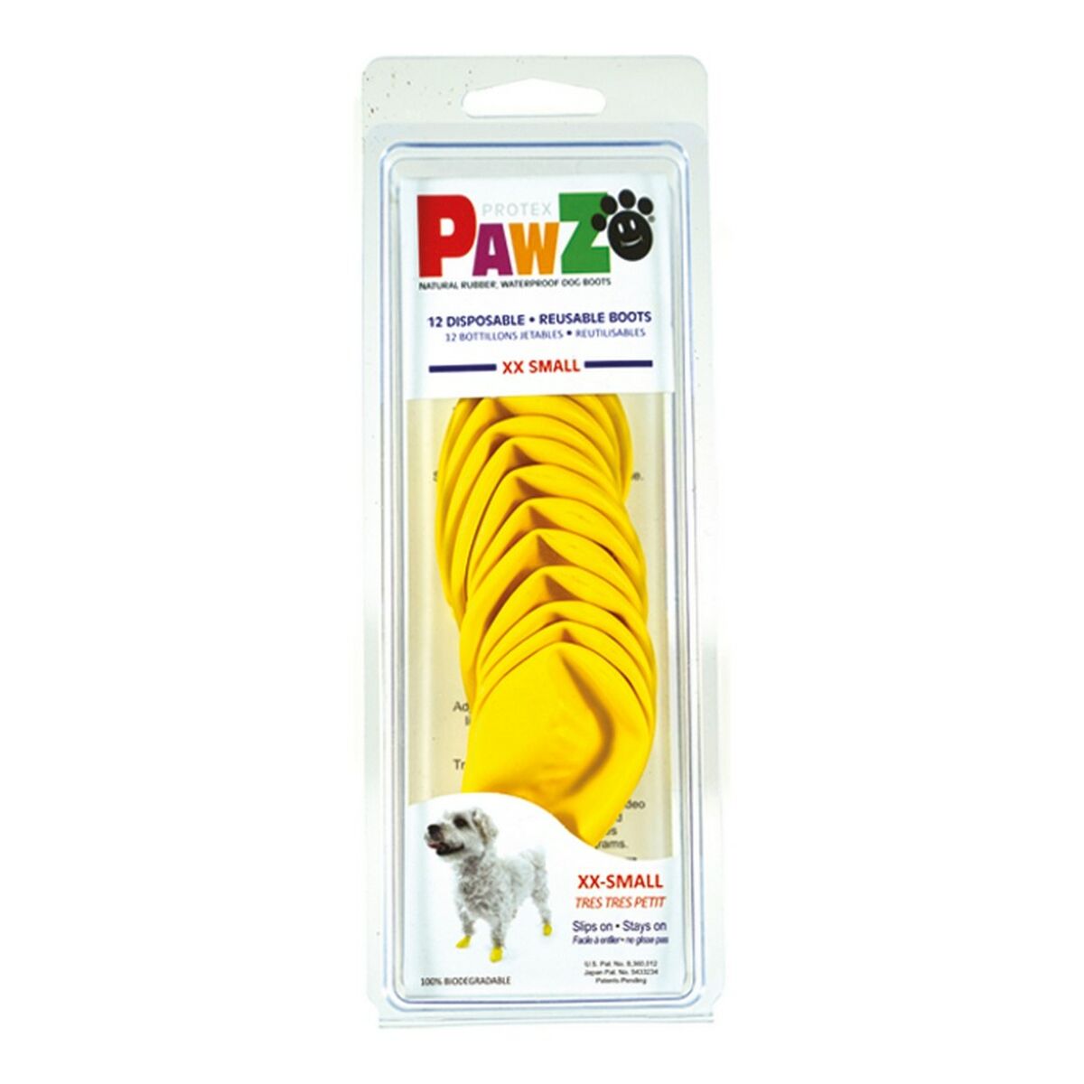 Bottes Pawz Chien 12 Unités Jaune Taille XXS