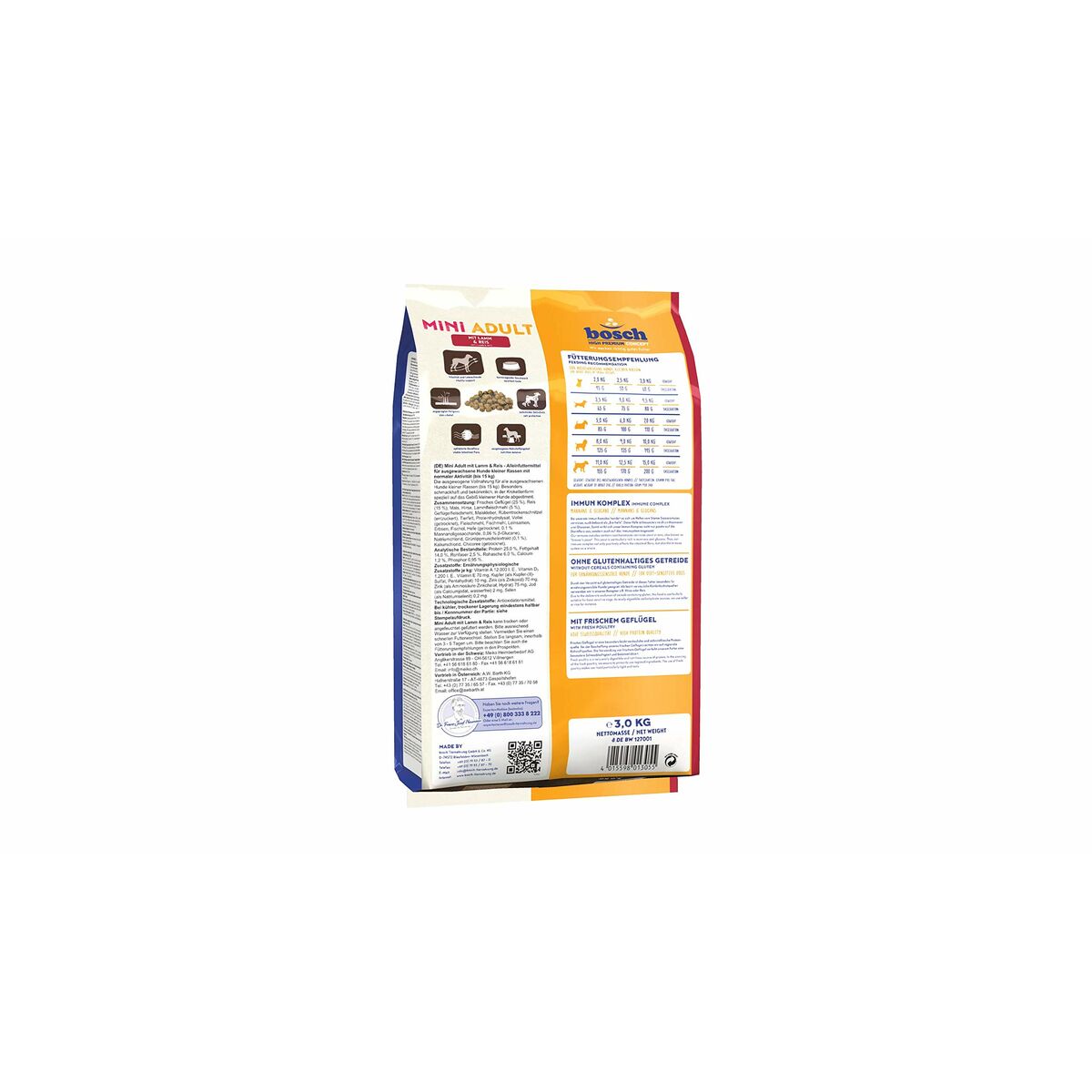 Fodder BOSCH Adult Lamb Rice 3 Kg