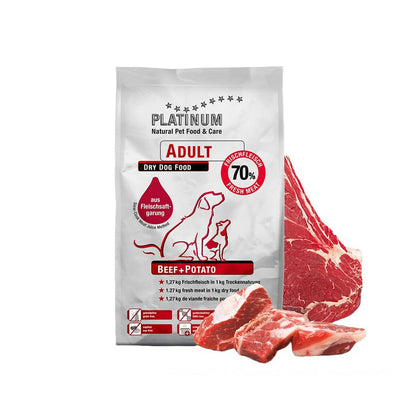 Hundefutter Platinum Adult Beef + Potato Erwachsener Rindfleisch 1,5 Kg