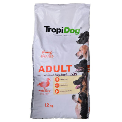 Hundefutter Tropi Dog Premium Adult Medium & Large Erwachsener Ente Reise Vögel 12 kg