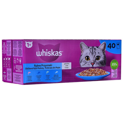 Collation pour Chat Whiskas 40 x 85 g Saumon Thon Poisson Morue