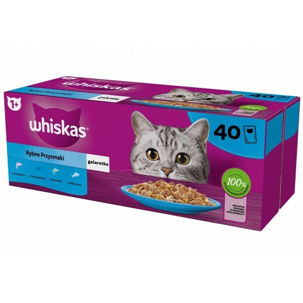 Collation pour Chat Whiskas 40 x 85 g Saumon Thon Poisson Morue