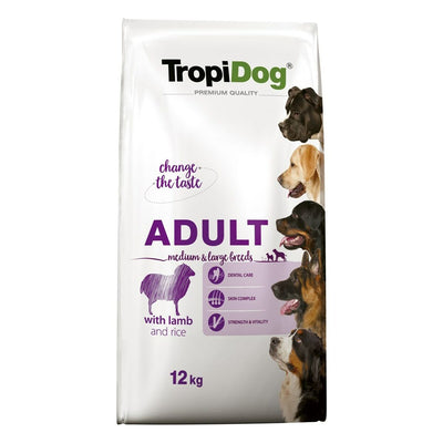 Nourriture Tropi Dog  Premium Adult Medium & Large Adulte Agneau Riz Oiseaux 12 kg
