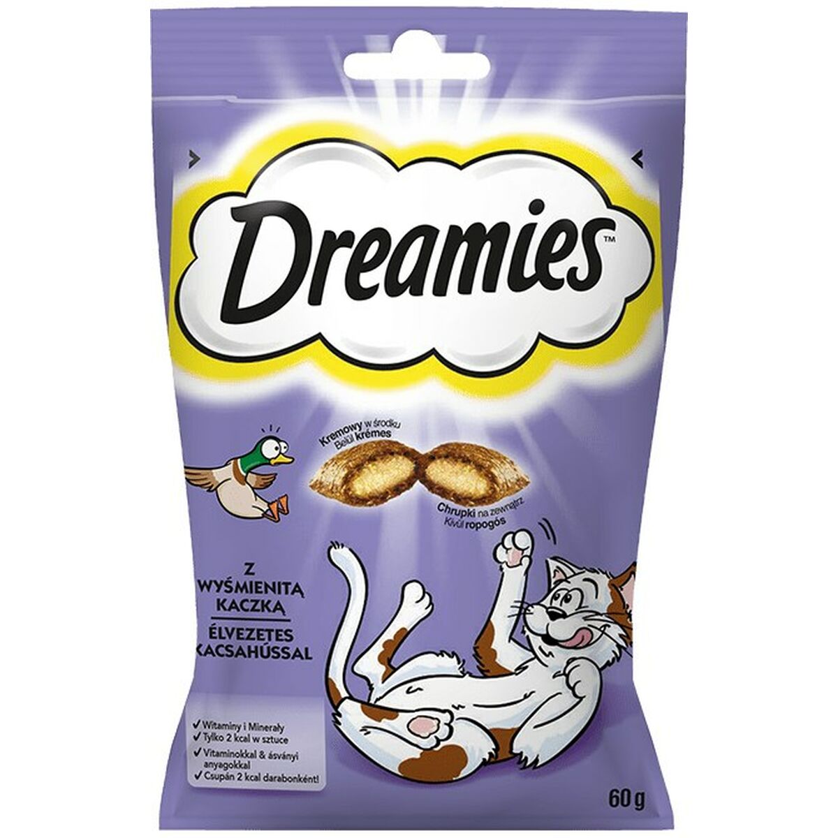 Collation pour Chat Dreamies Confiseries Canard 60 L 60 g