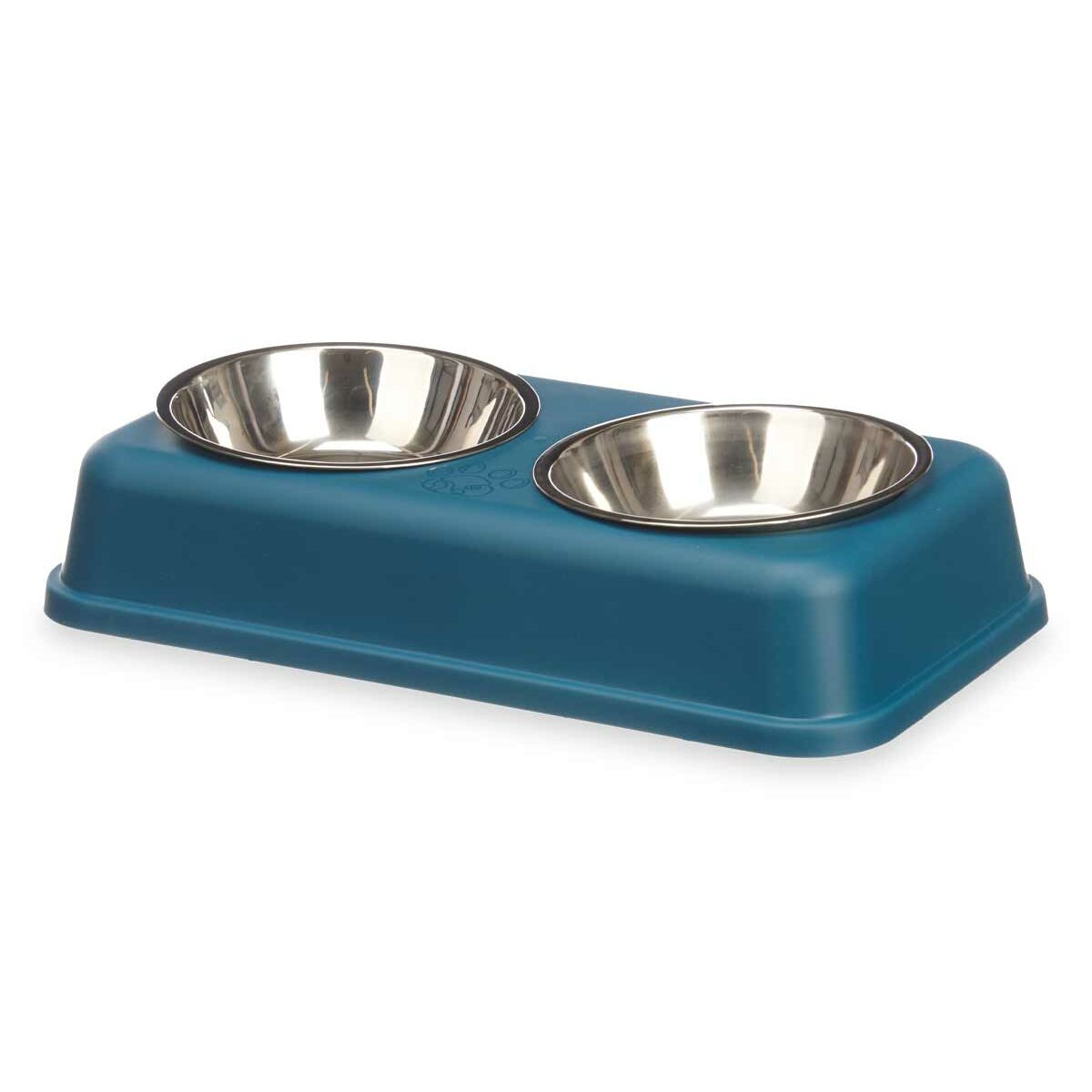 Futternapf für Katzen Double Blau Metall 35 x 7,5 x 19 cm (12 Stück)