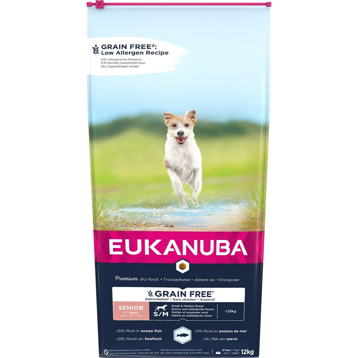 Fodder Eukanuba  Grain Free Senior small/medium breed Senior Fish 12 kg